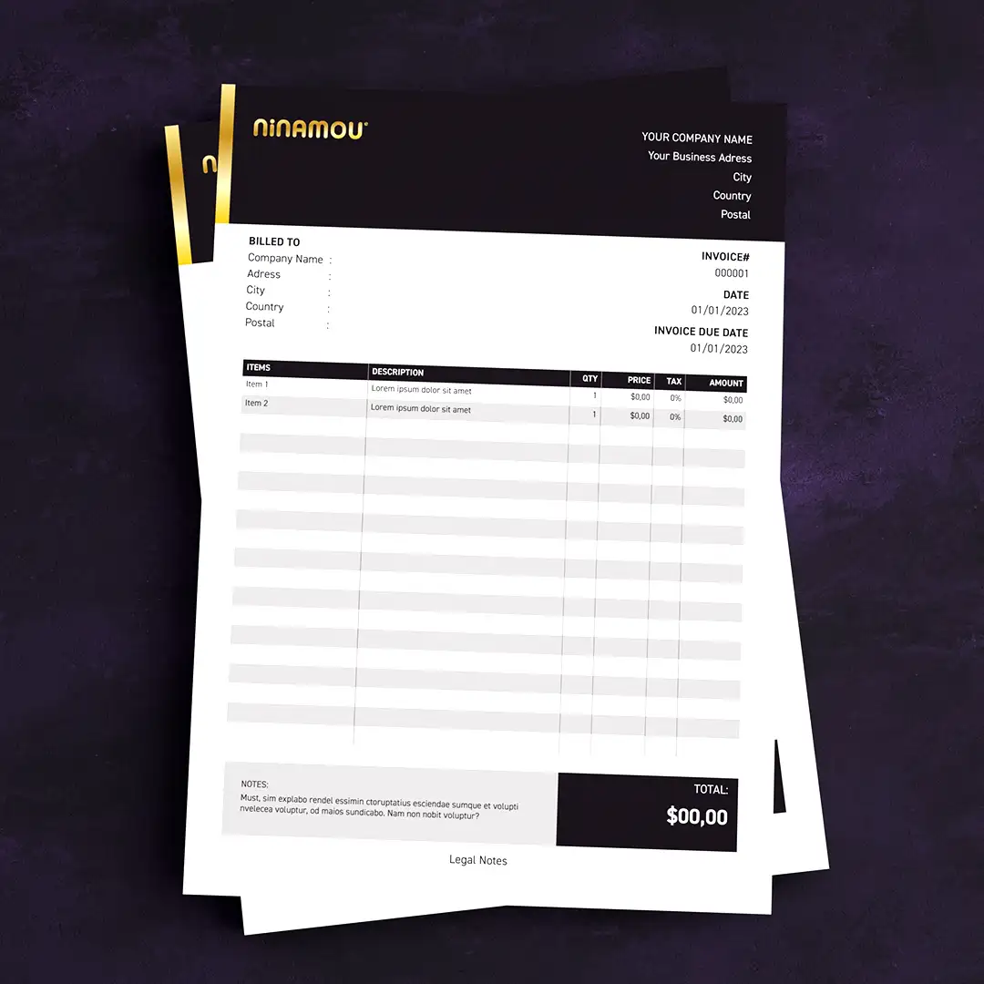 Ninamou fatura (invoice) tasarımı