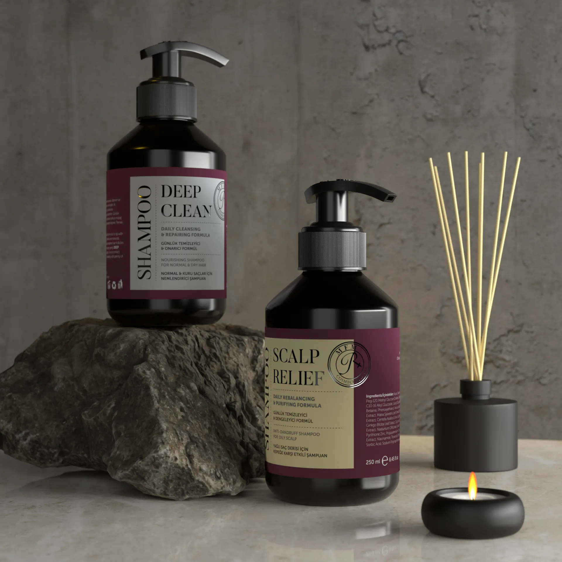 Rebul Cosmetics şampuan serisi — Deep Clean ve Scalp Relief