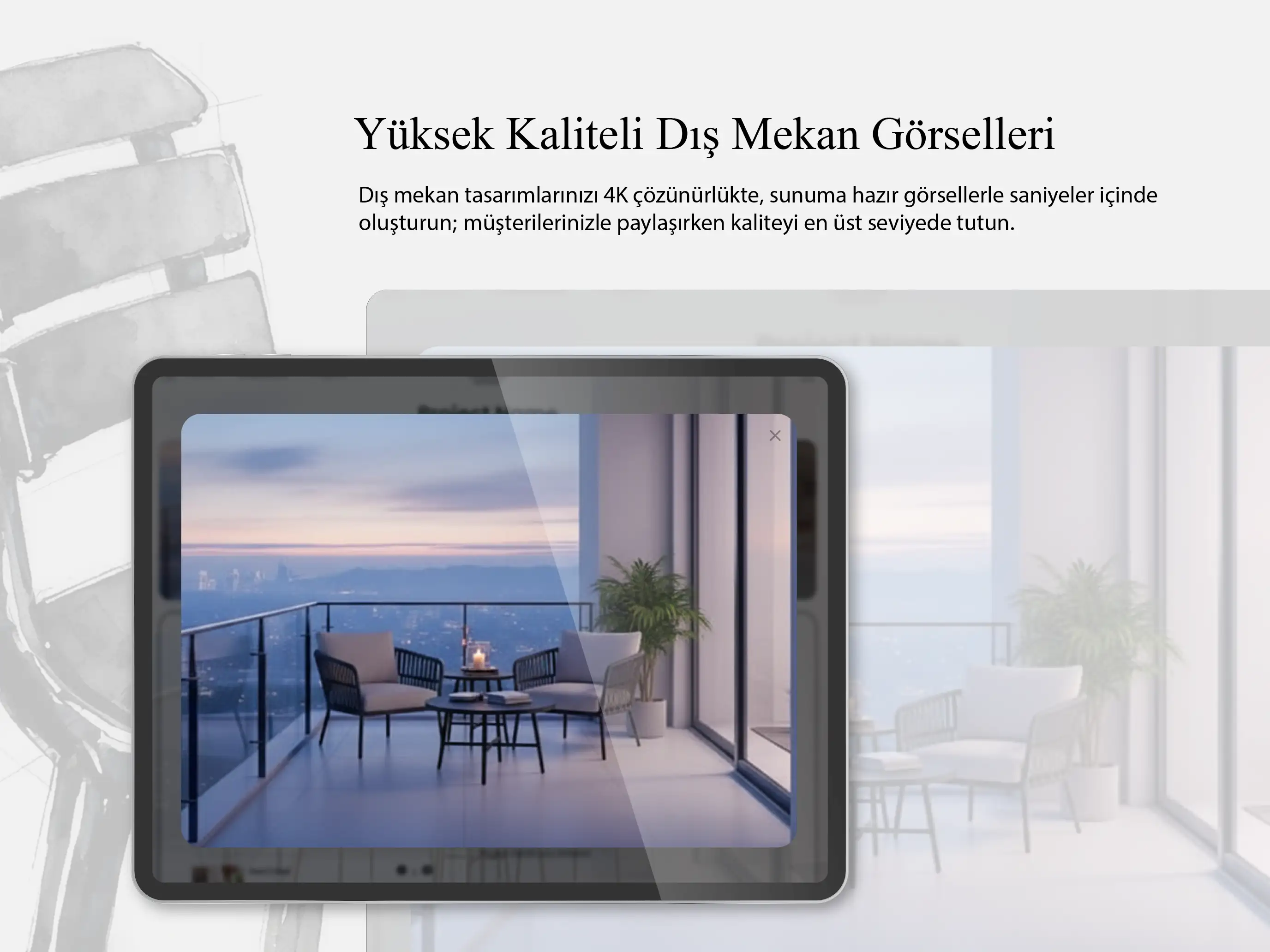 Siesta AI — yüksek kaliteli 4K dış mekan görselleştirme çıktısı