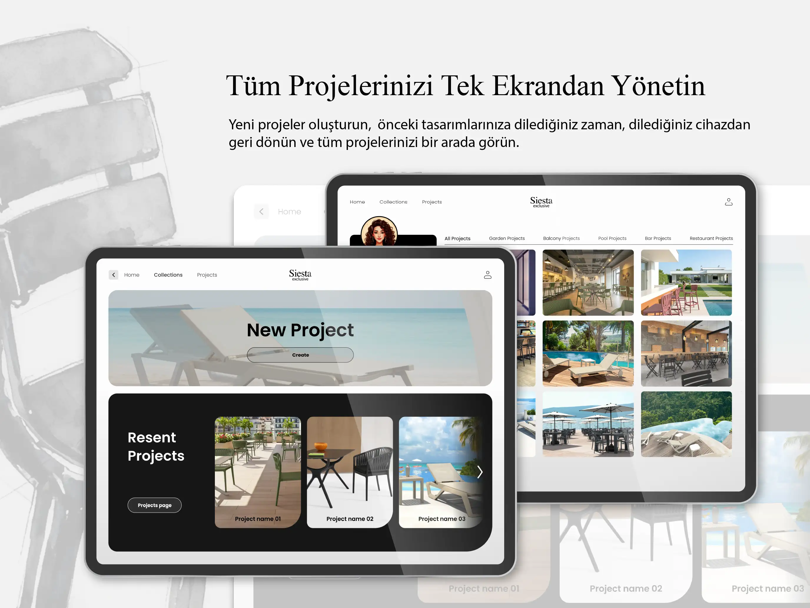 Siesta AI — tüm projelerin tek ekrandan yönetildiği proje listesi